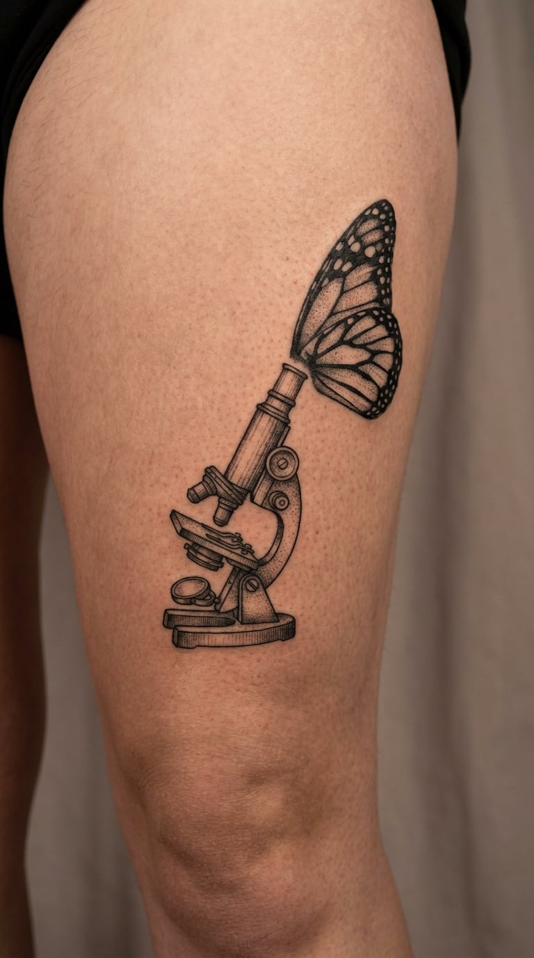 Microscope and Butterfly Wing