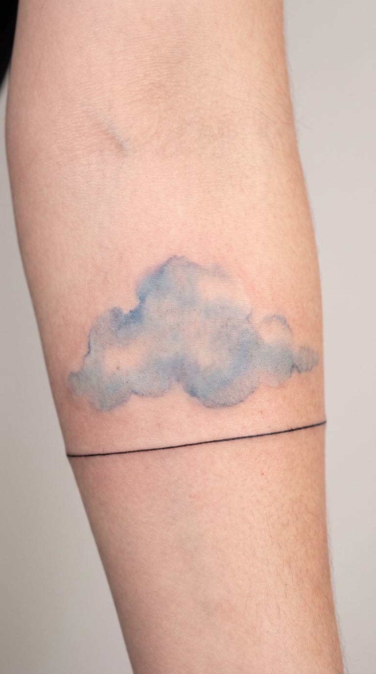 Watercolor Cloud with a Clear Line
