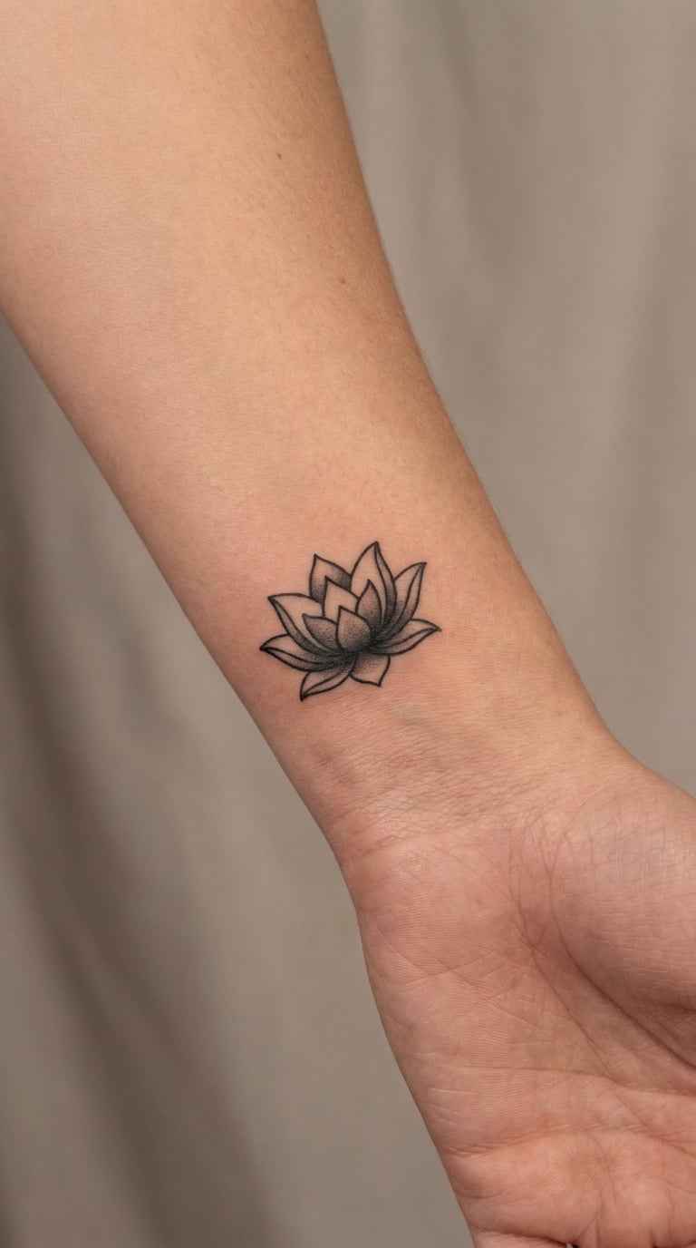 Tiny Lotus in Blackwork