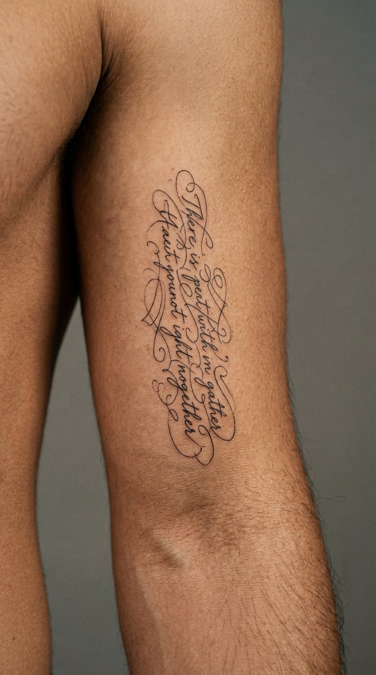 Two Handwritten Lines Running Down the Bicep