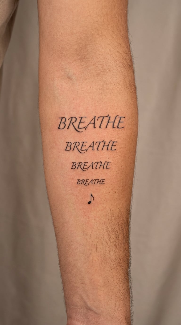 Fine-Line Music Note and One Repeated Word