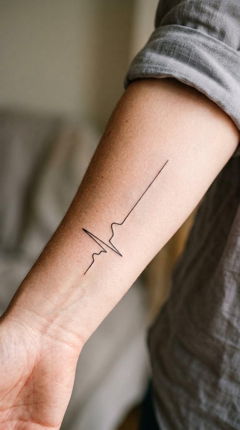 Fine-Line Name Along a Heartbeat Wave