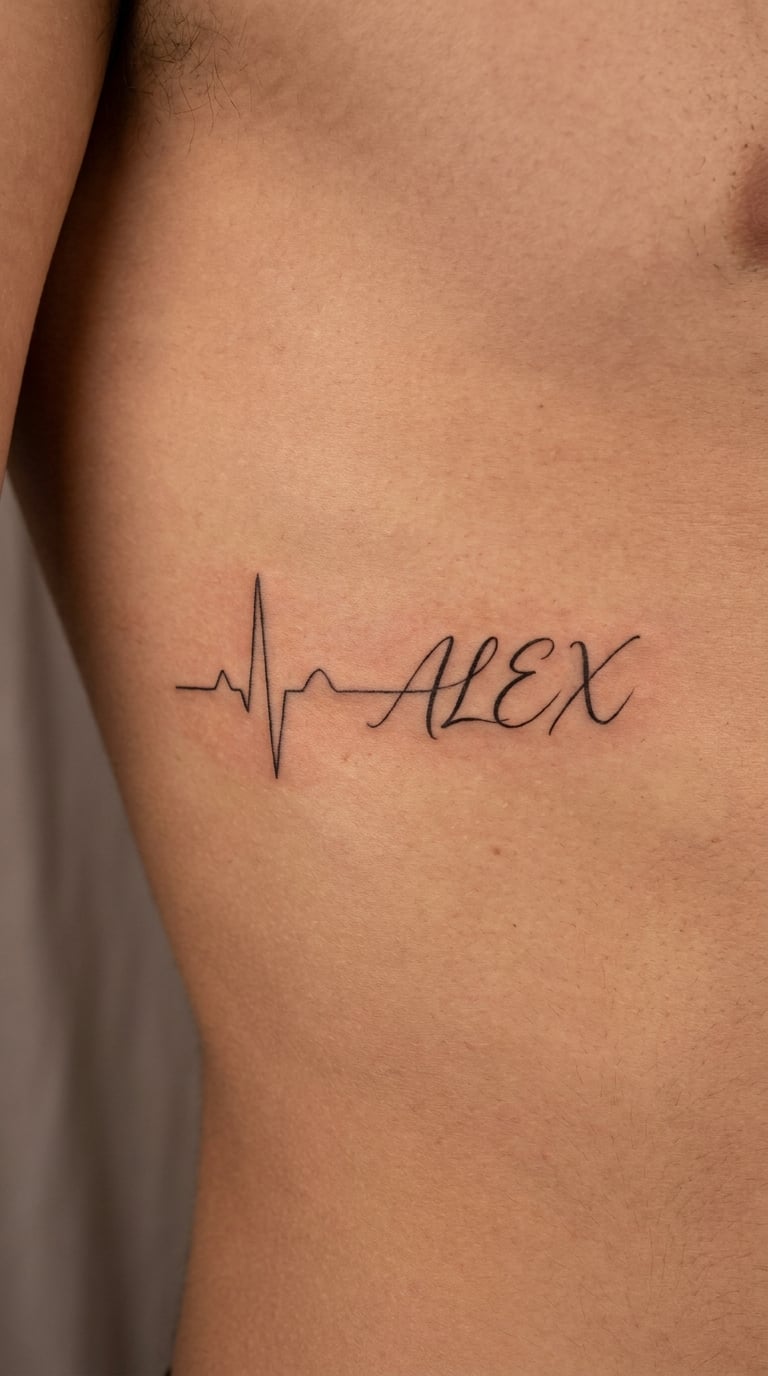 Heartbeat Line Ending in a Name