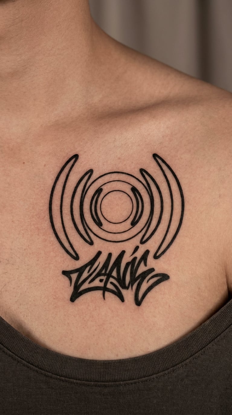 Name Beneath Concentric Sound Ripples