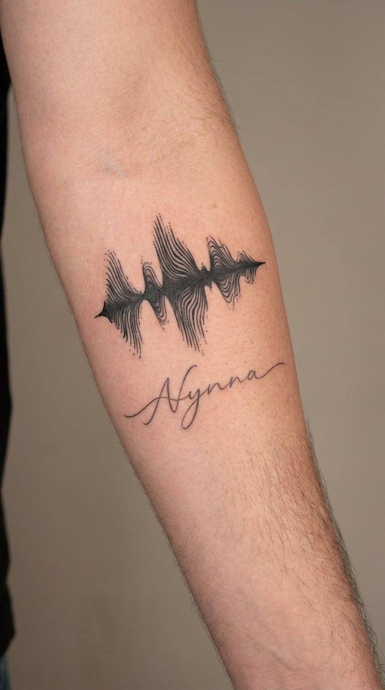 Blackwork Voiceprint Portrait With a Name