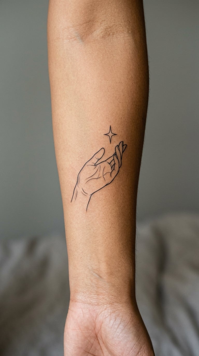 Fine-Line Hand Letting a Star Escape
