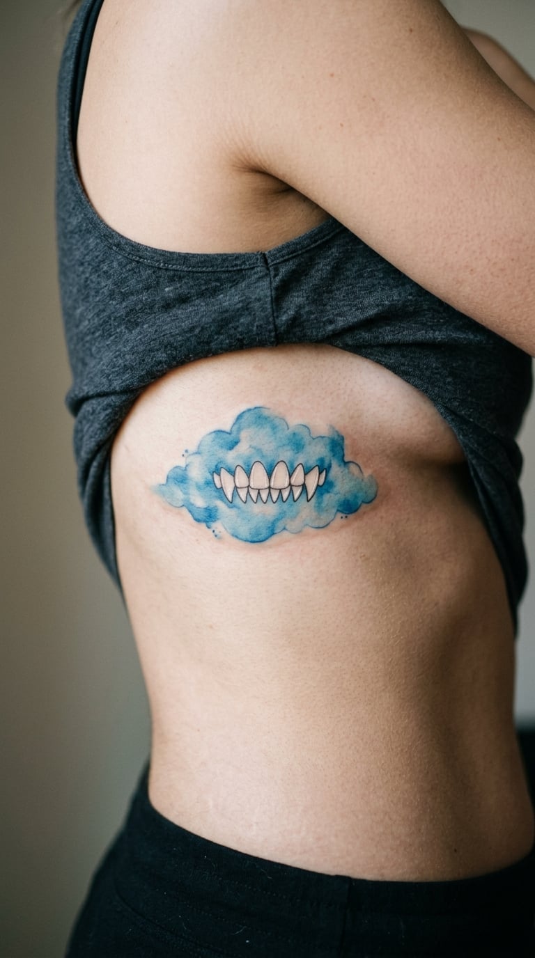 Watercolor Cloud With Small Sharp Teeth