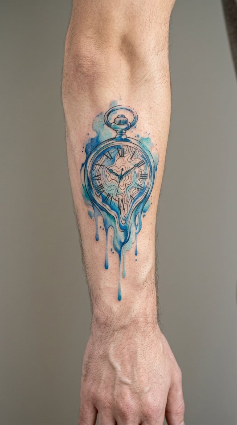 Watercolor Melting Pocket Watch