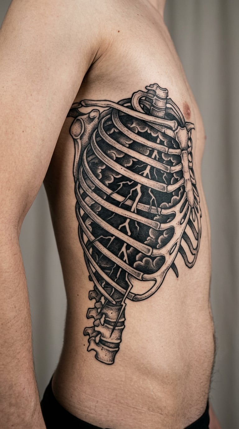 Blackwork Storm Contained Inside a Torso
