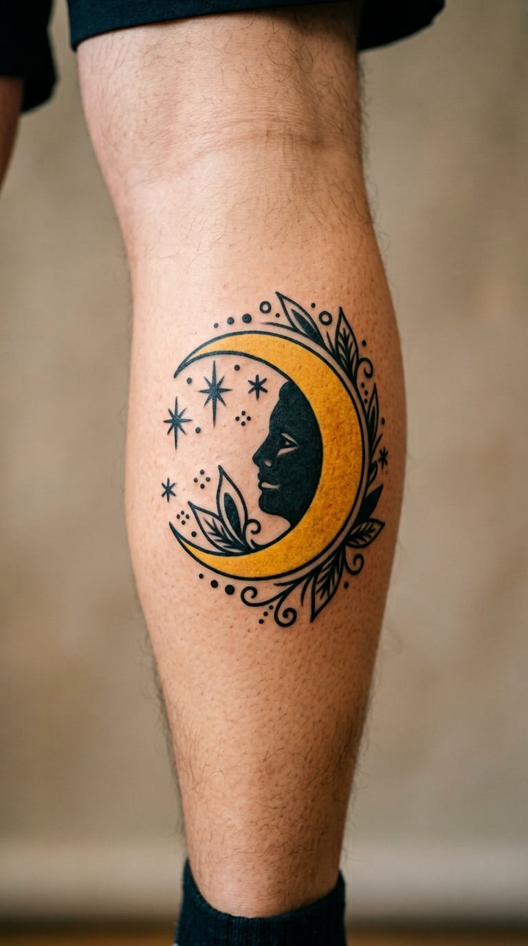Traditional Moon With a Human Profile