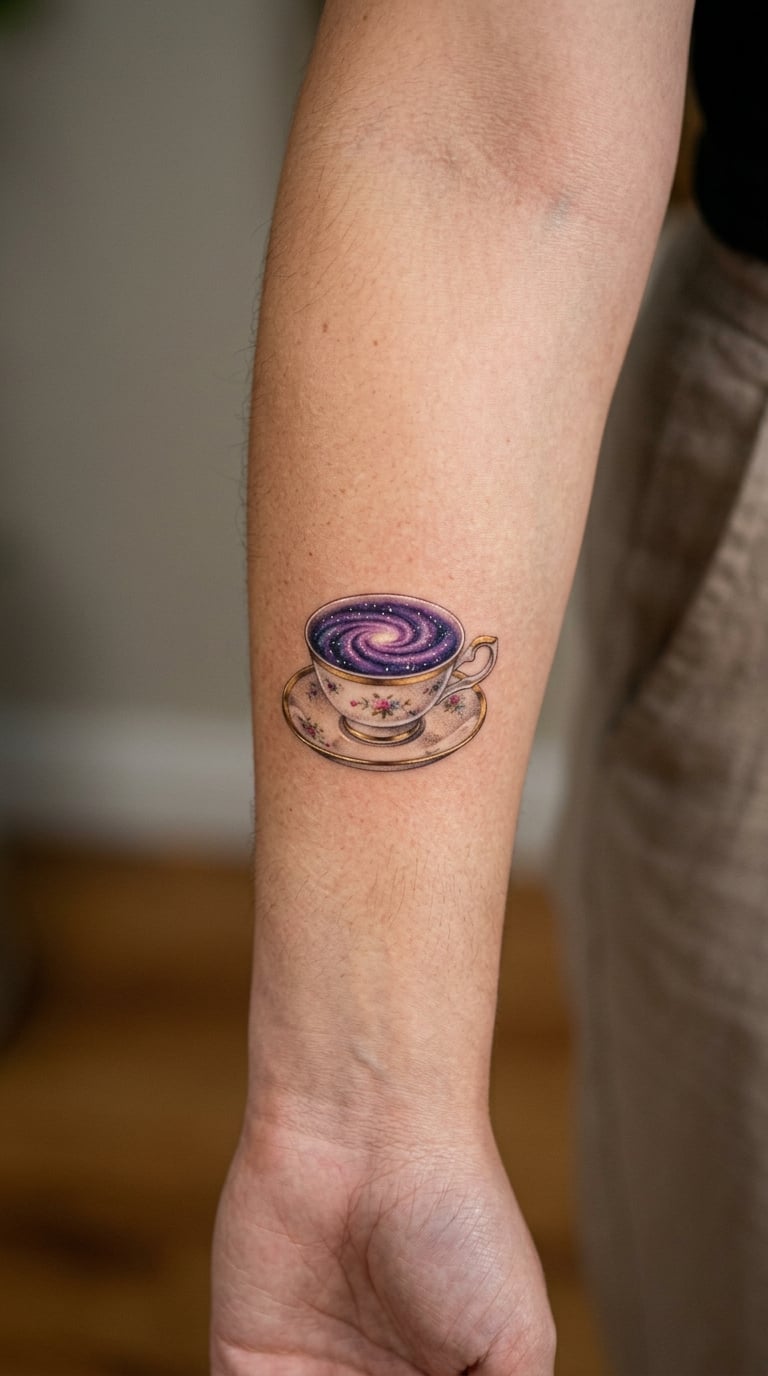 Realistic Teacup Filled With a Galaxy
