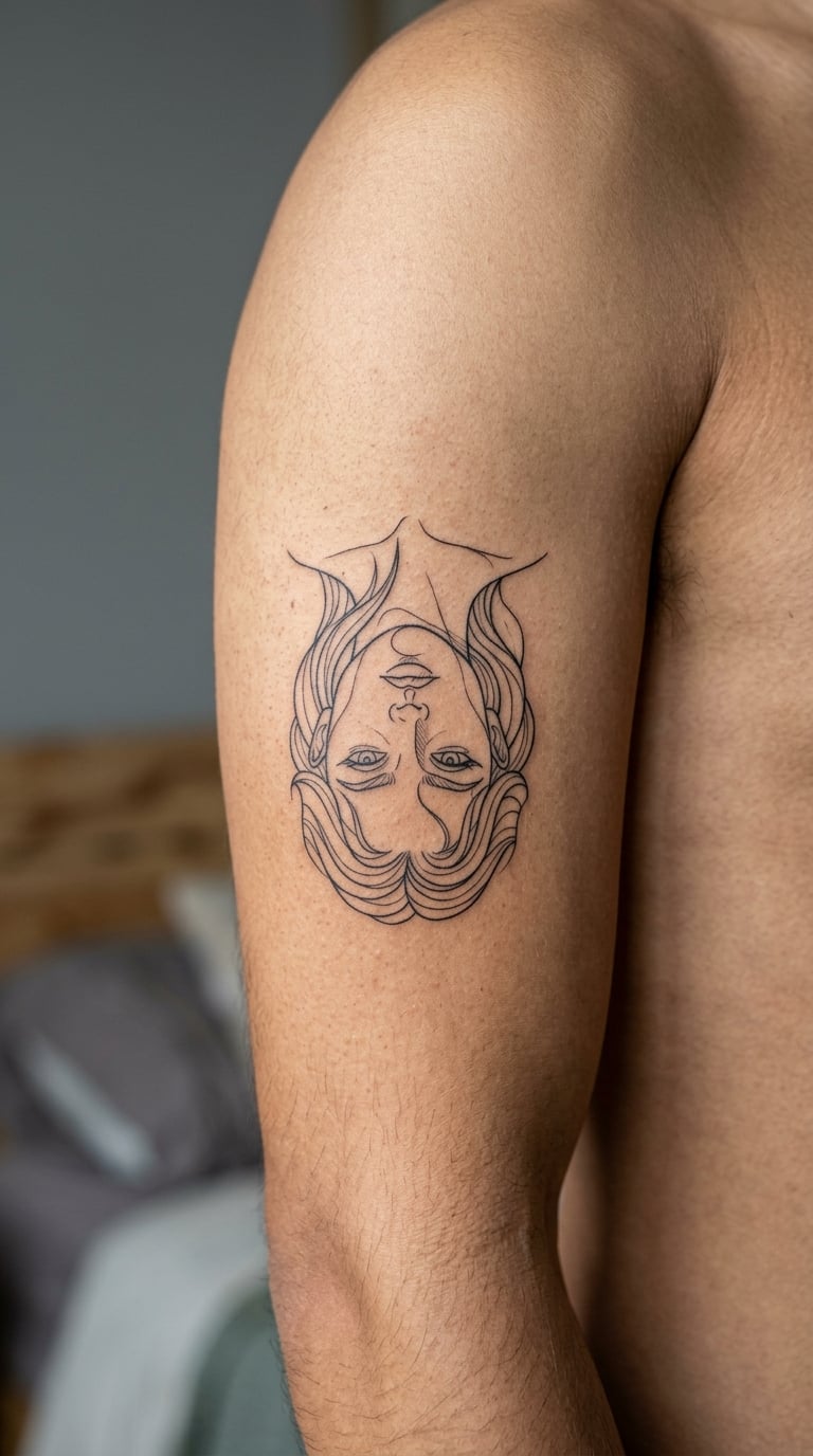 Fine-Line Portrait Turned Upside Down