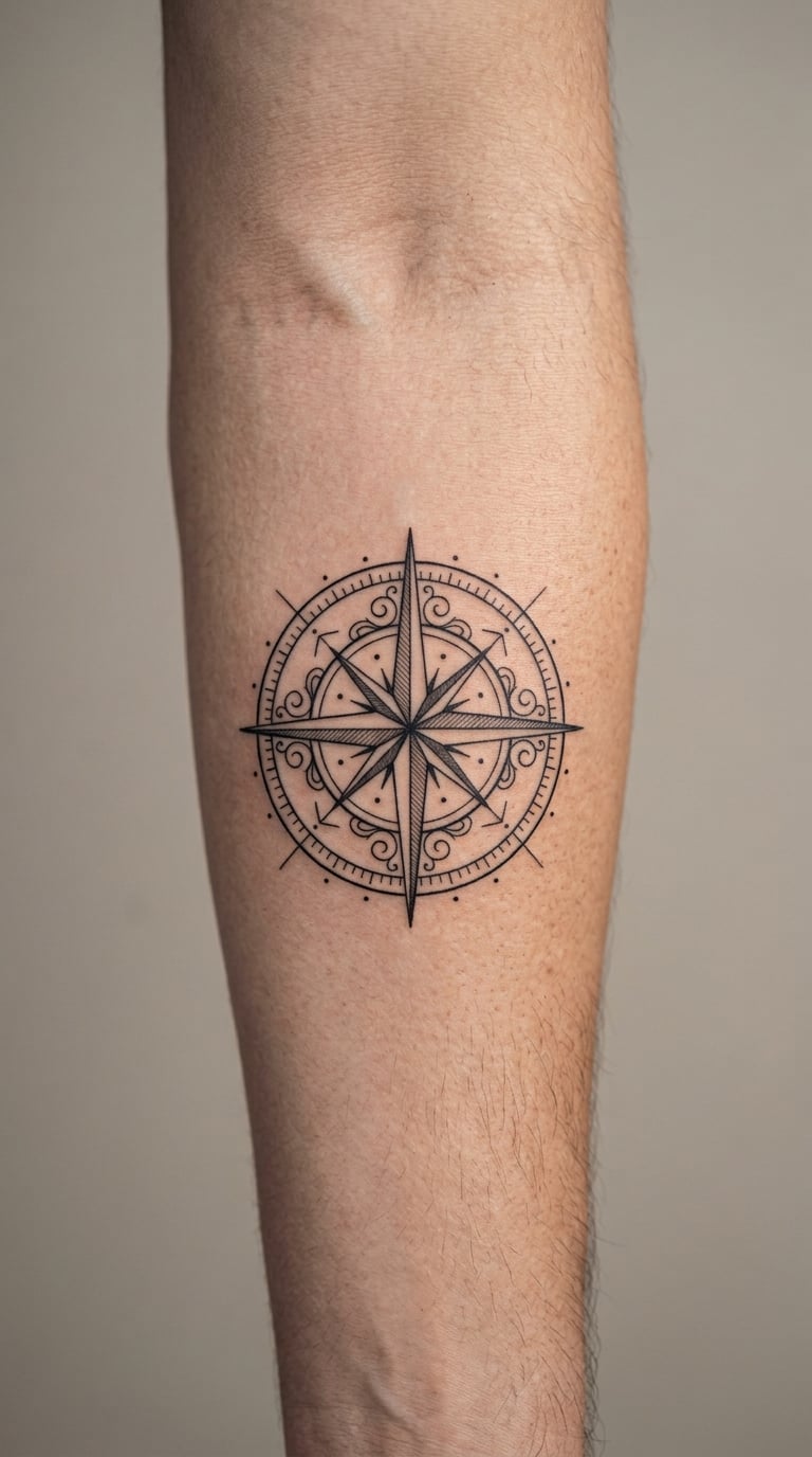 Fine-Line Compass Rose