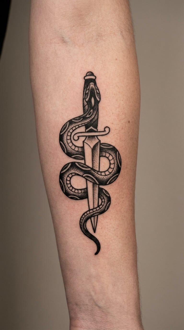 Snake Woven Around a Dagger