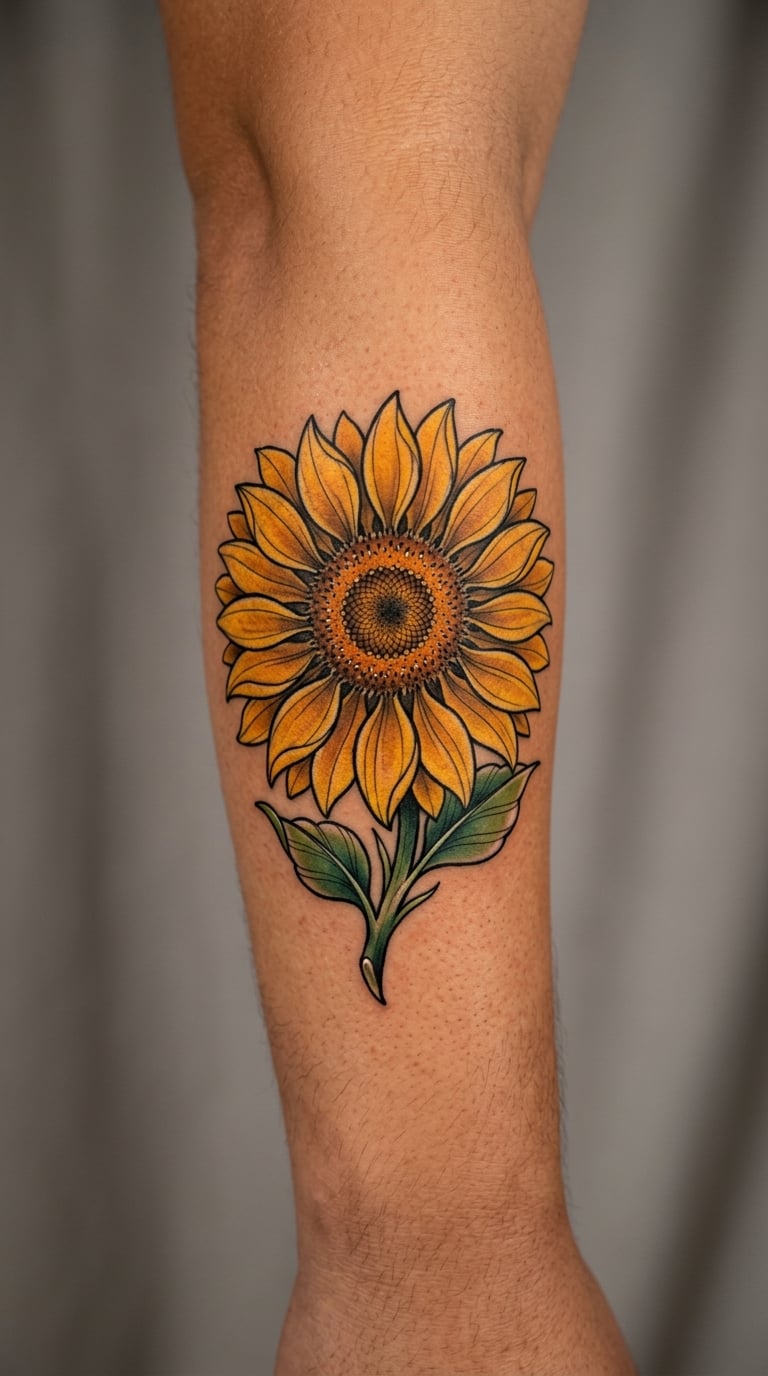 Neo-Traditional Sunflower in a Colour Palette