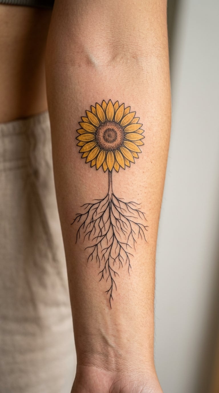 Minimal Sunflower With Botanical Roots