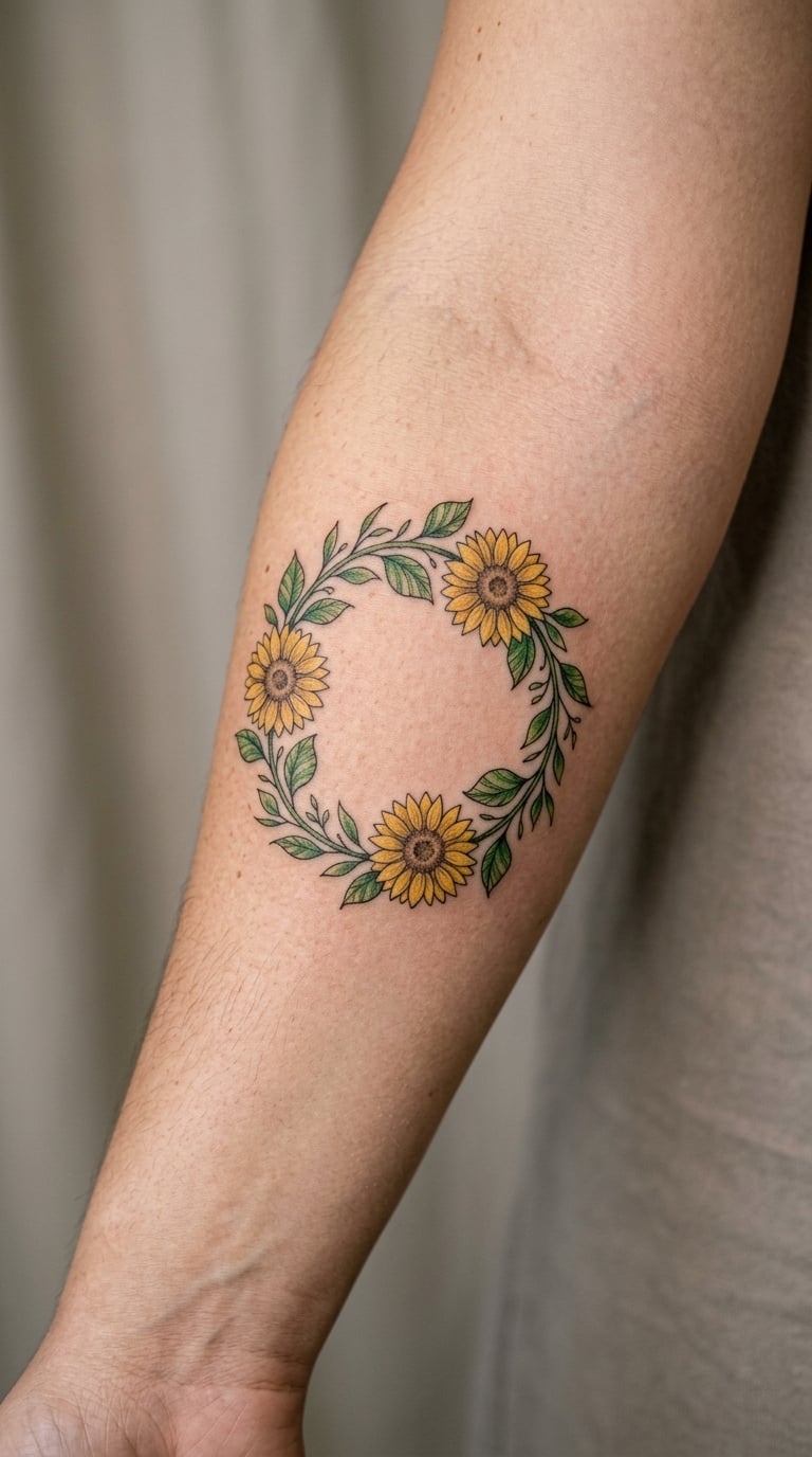 Sunflower Wreath for the Forearm