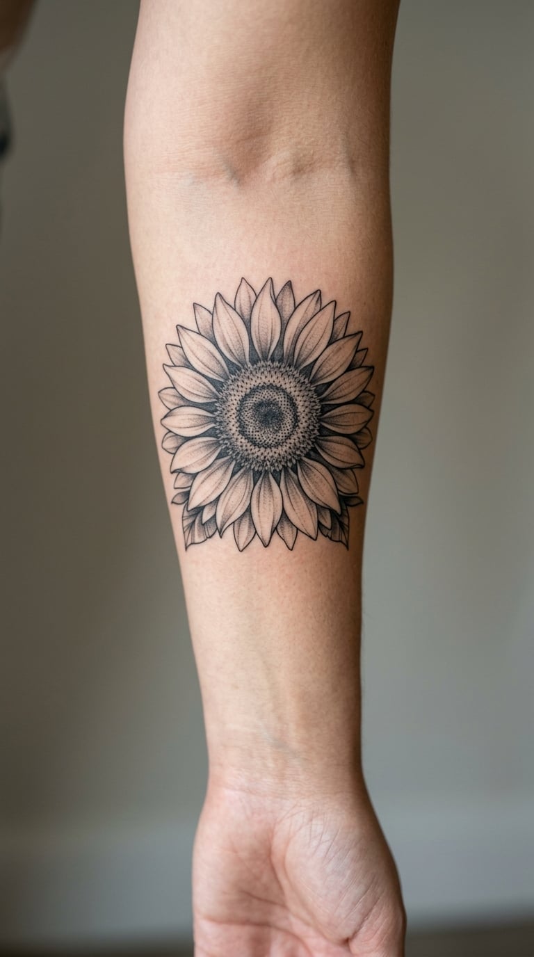 Black-and-Grey Sunflower Study