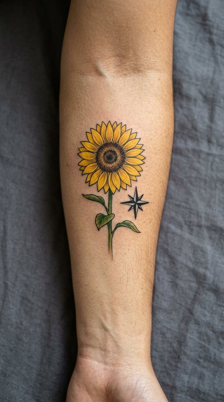 Sunflower With a Small Compass Detail