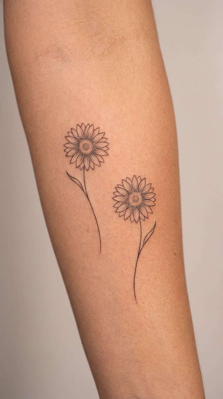 Two Small Sunflowers as a Matching Pair