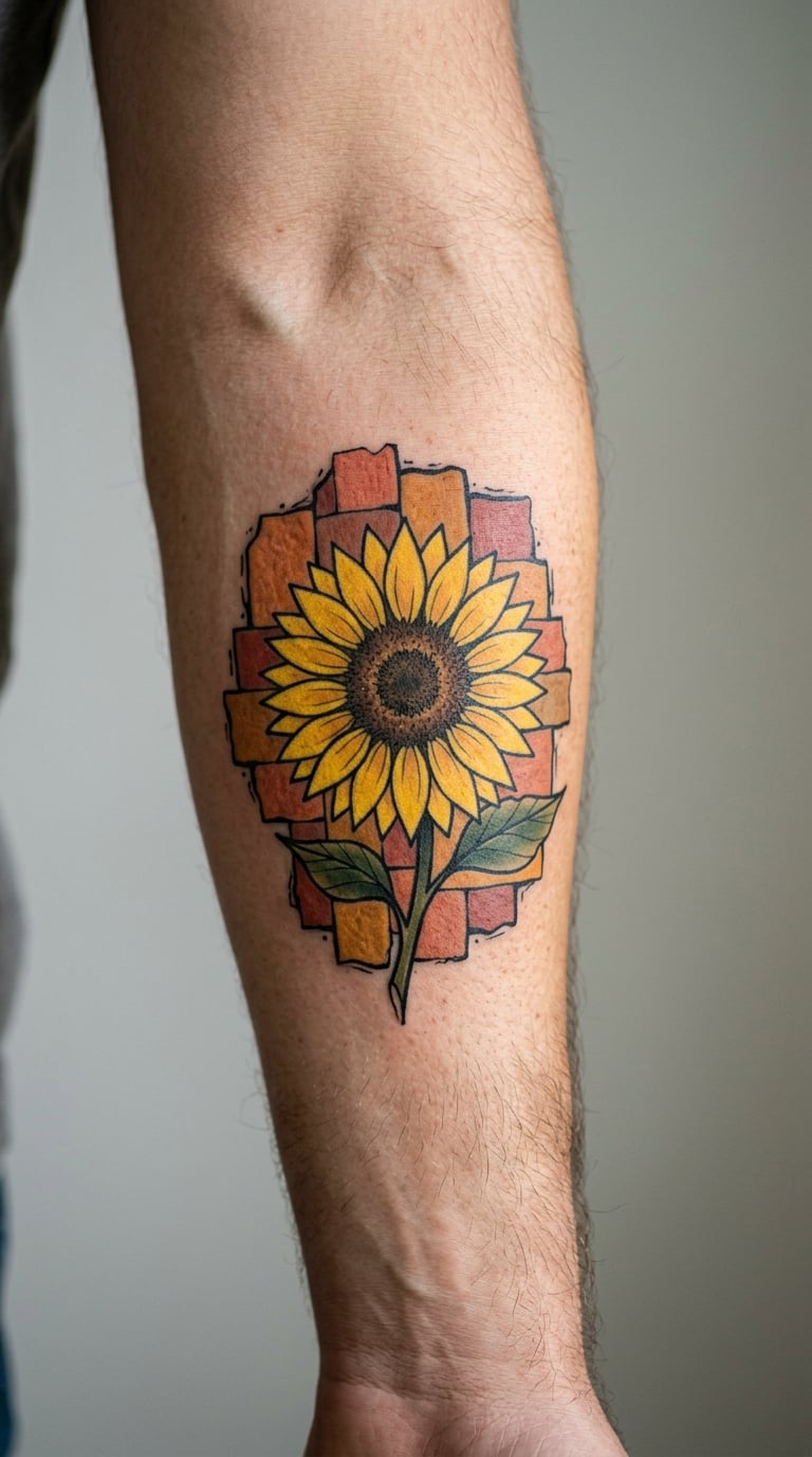Sunflower With a Torn Paper-Colour Edge