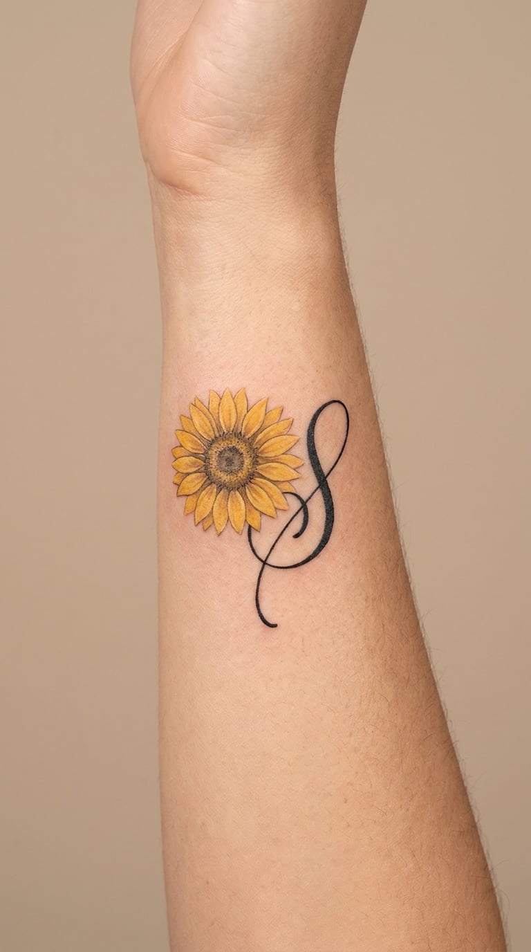Sunflower With a Simple Initial