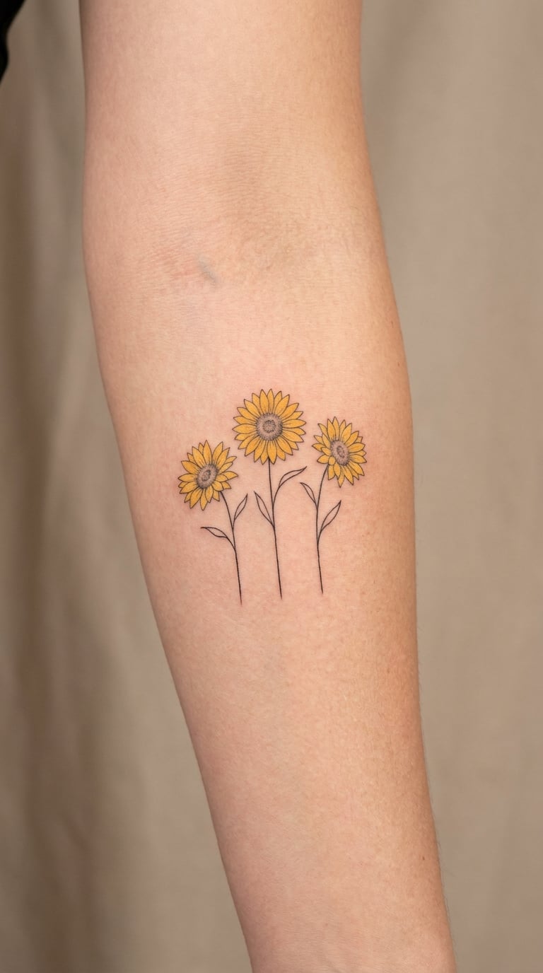 Three Sunflowers in a Minimal Field