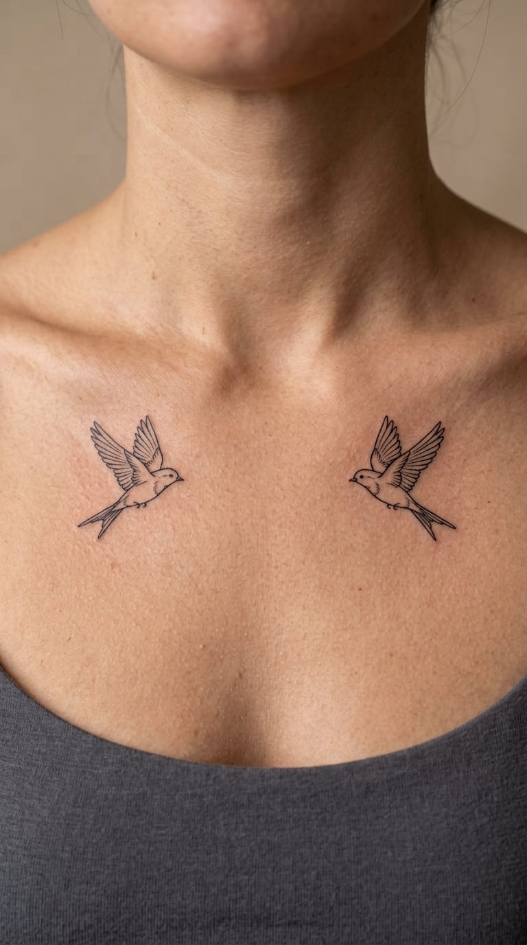 Two Birds Flying in Opposite Directions