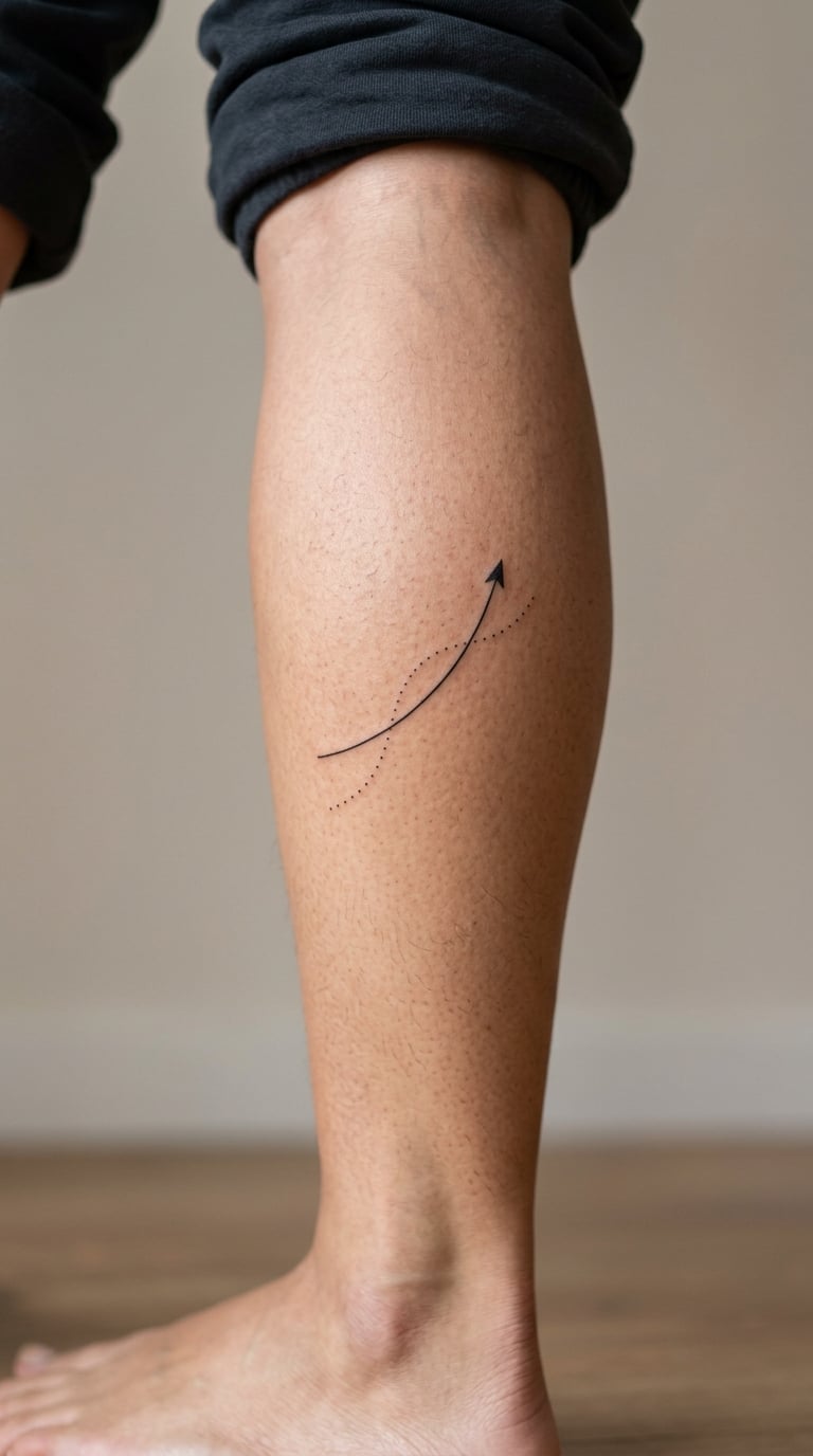 Curved Arrow Passing Through a Dotted Path