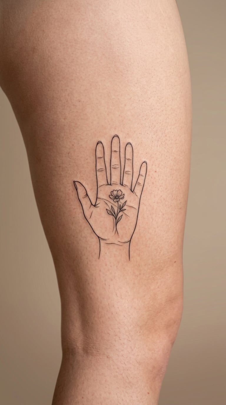 Open Hand with a Small Sprouting Flower