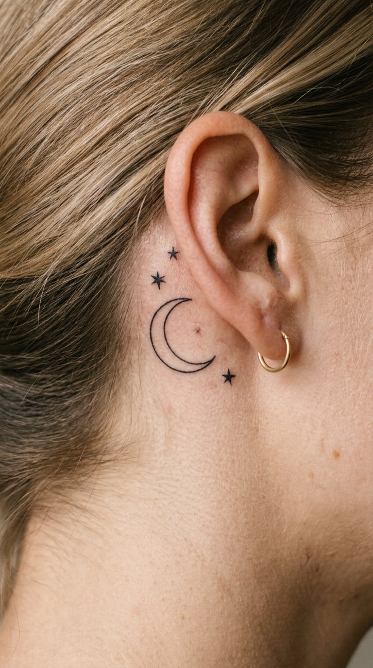 Crescent Moon and Delicate Star Cluster