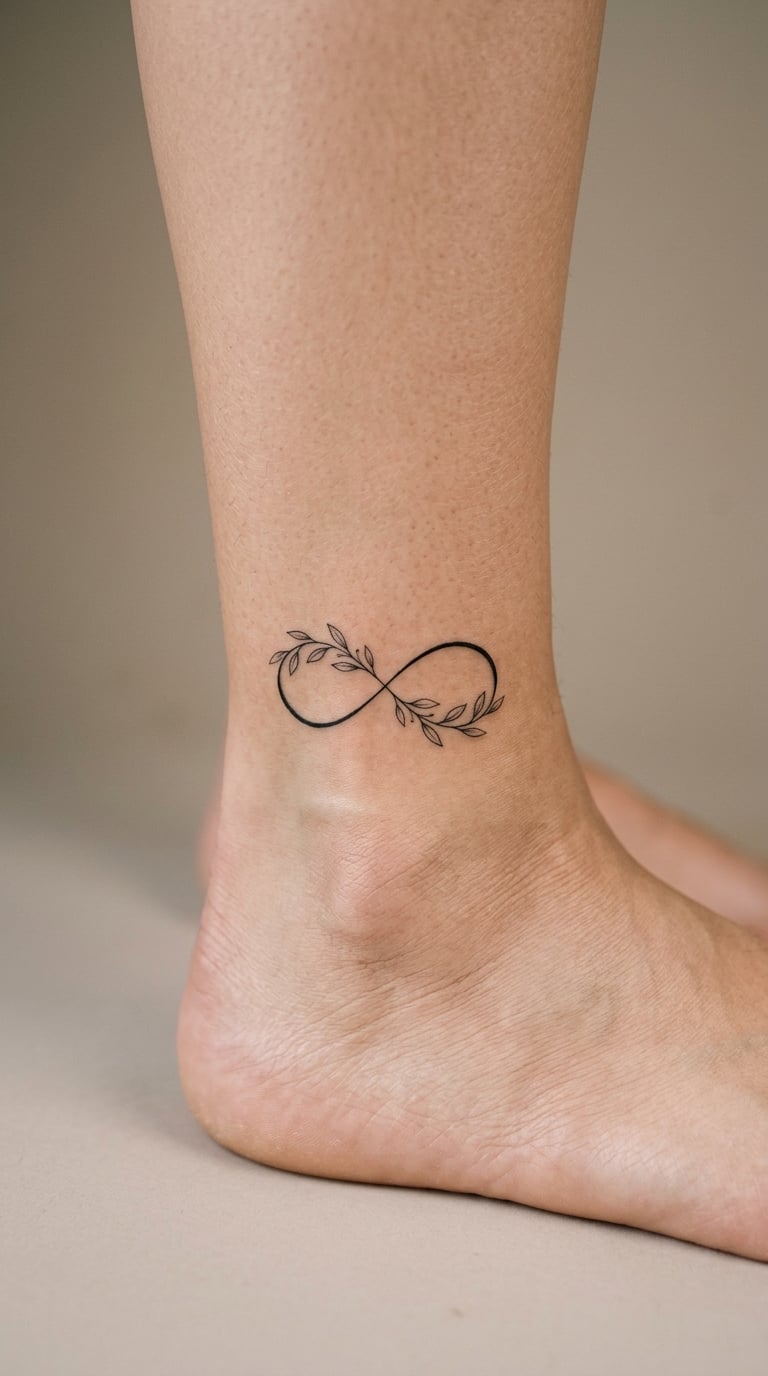 Interlocking Infinity Symbol with Fine Botanical Detail