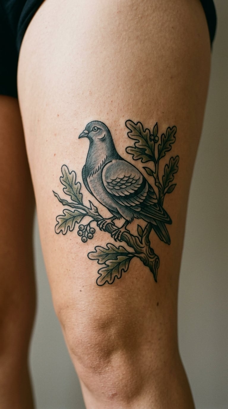 Pigeon with Floral Branch