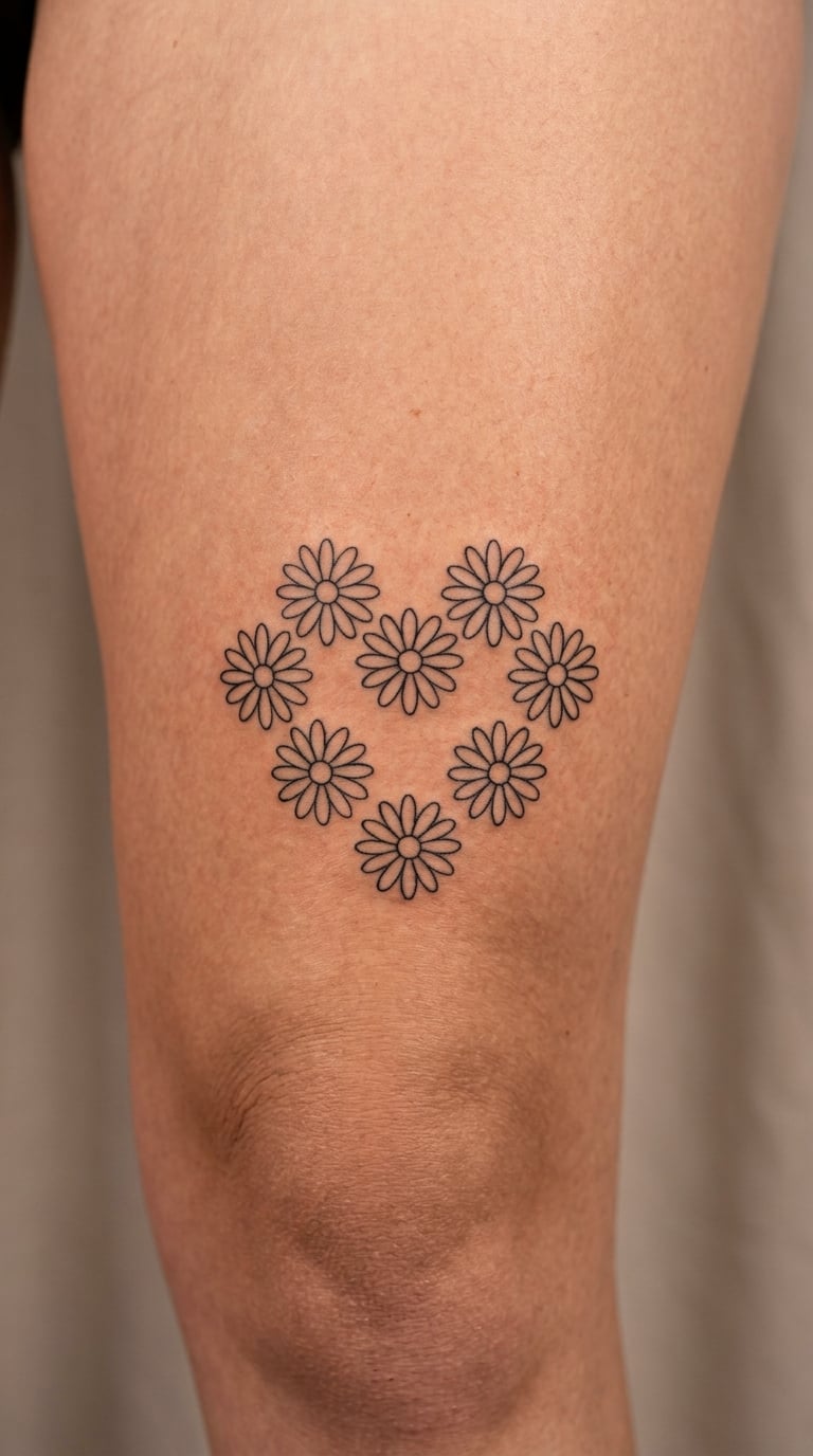 Heart-Shaped Line of Daisies