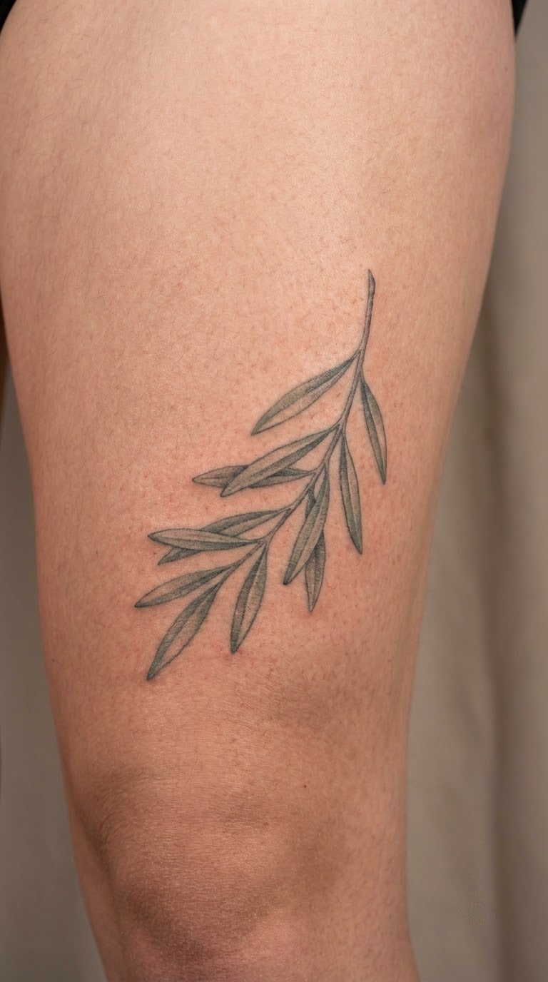 Olive Branch in One-Color Shading