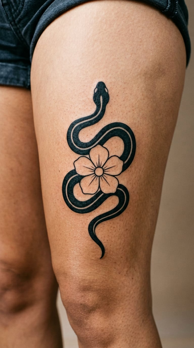 Snake Wrapped Around a Flower