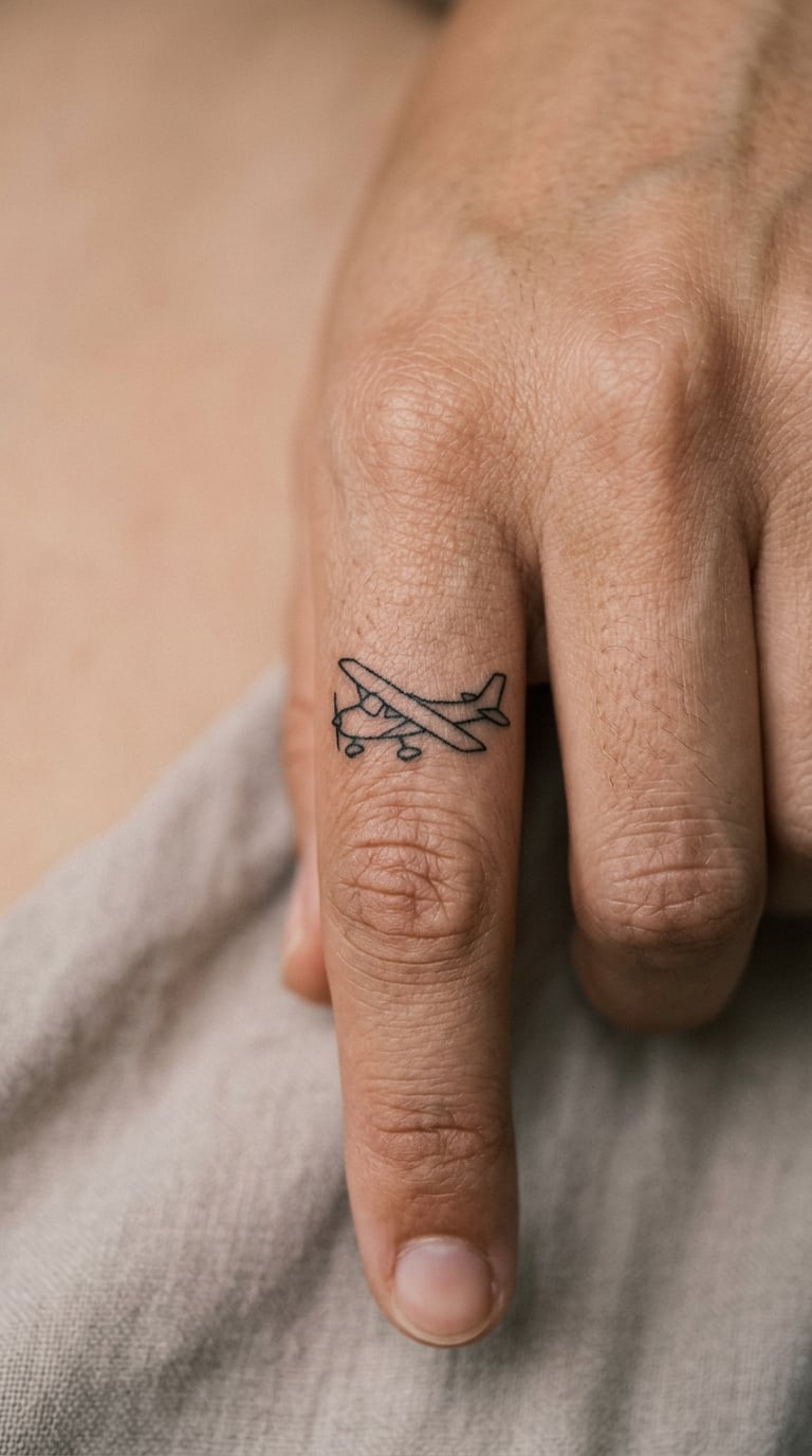 Solid Black Fighter Jet Silhouette on the Outer Calf