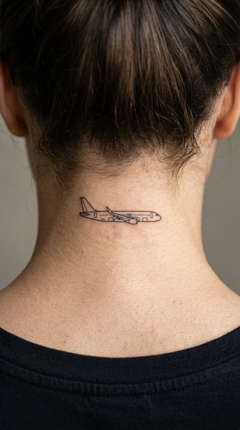 Dotted Contrail Flight Path Over the Shoulder Blade