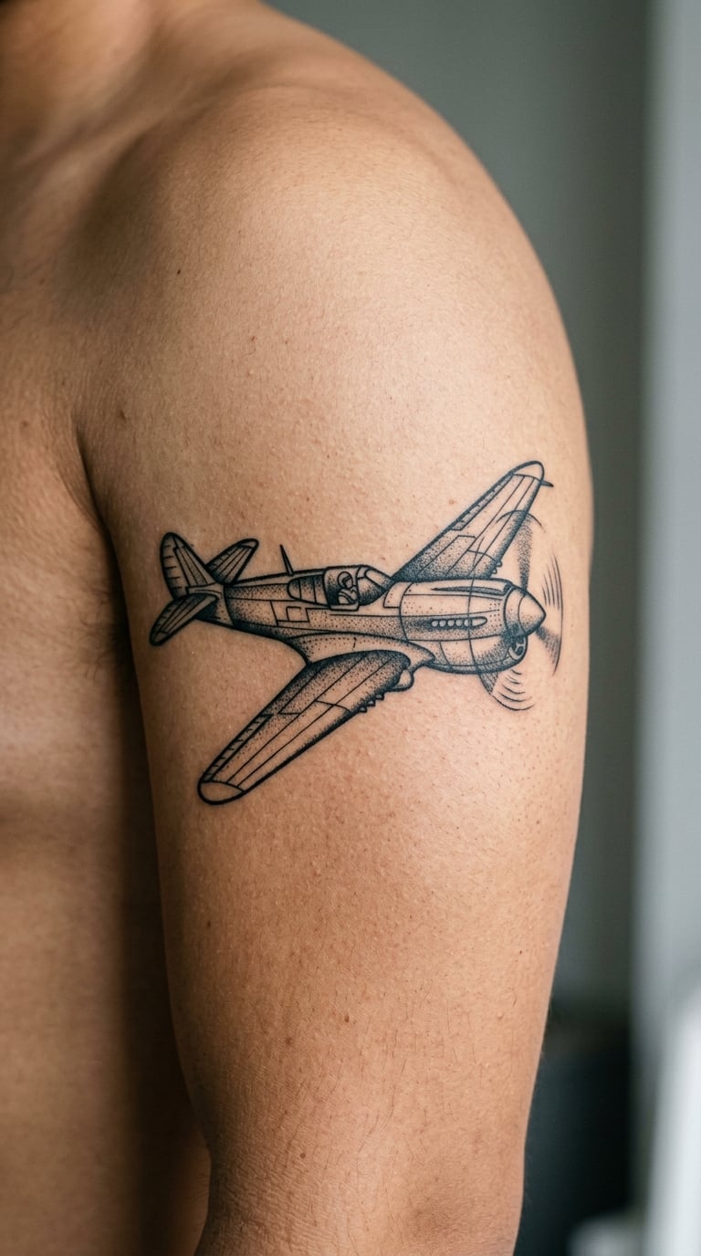 Sticker-Style Propeller Plane on the Bicep