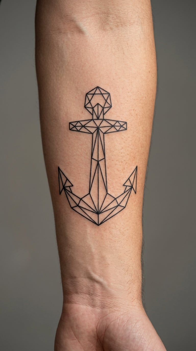 Geometric Low-Poly Anchor Built from Straight Lines