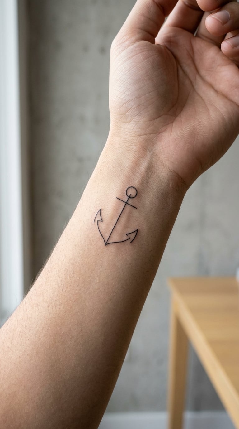 Fine-Line Anchor Drawn in One Continuous Needle