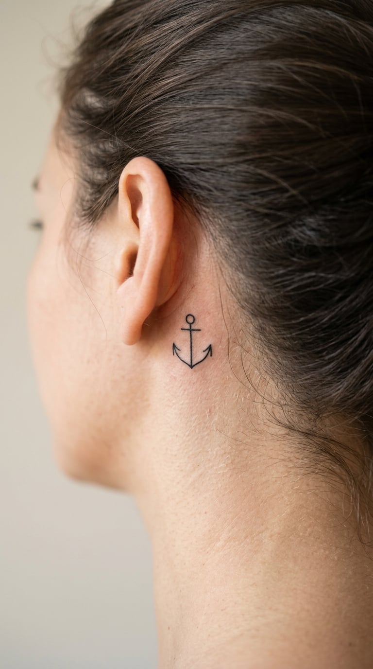Small Anchor Tucked Behind the Ear