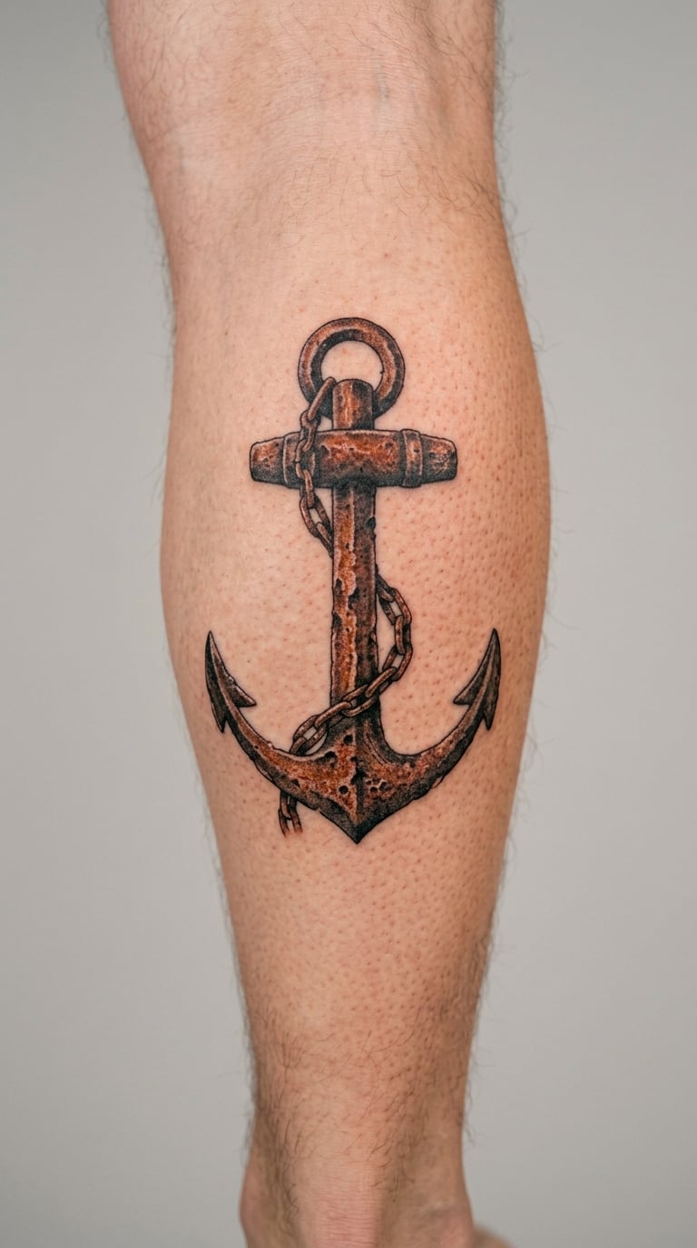 Realistic Rusted Anchor with Weathered Metal Texture