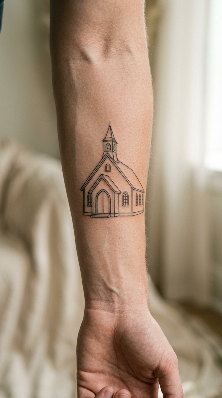 Wedding Venue Outline in Architectural Linework