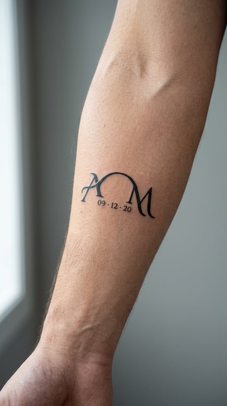 Initials Wrapped Around a Wedding Date