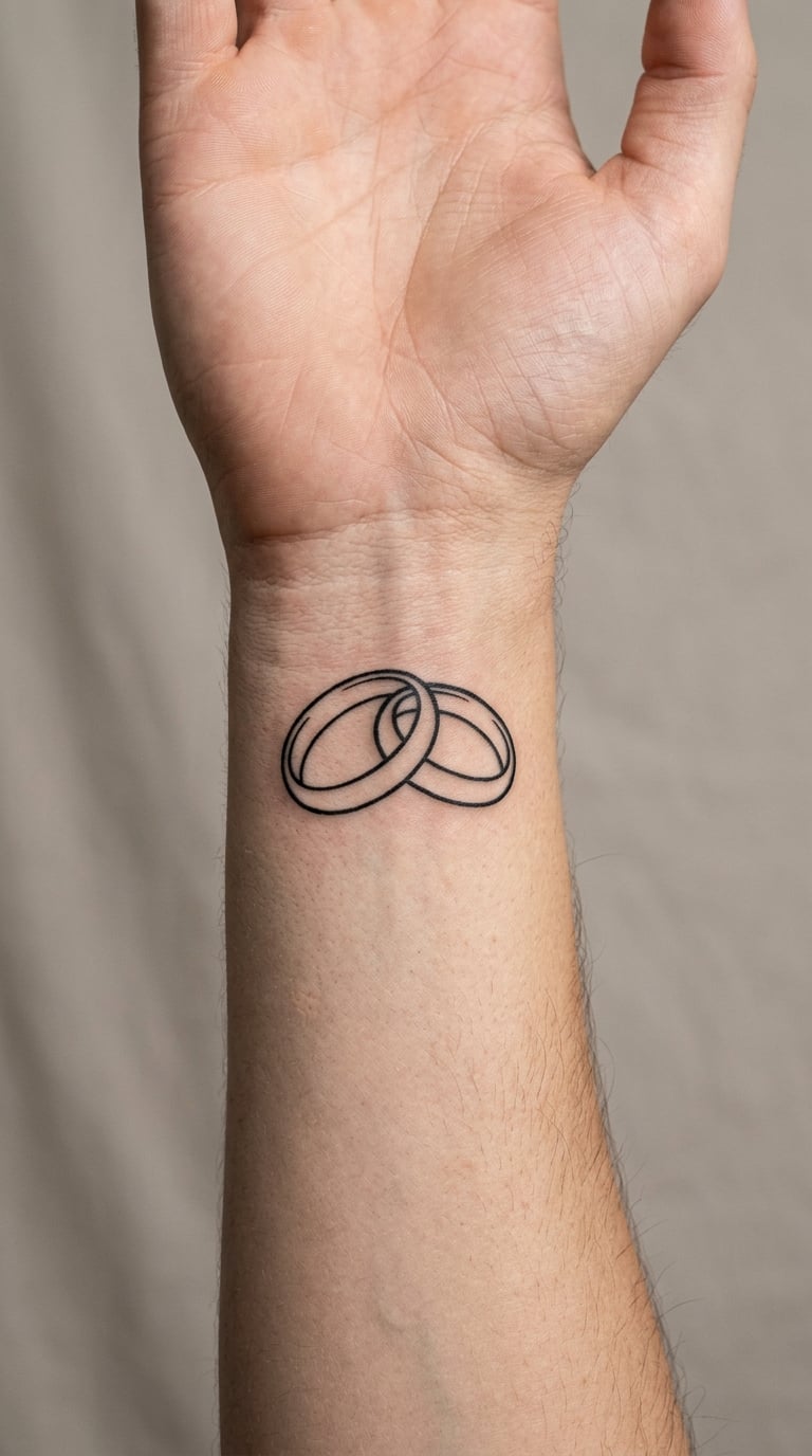Interlocking Wedding Bands in One-Line Blackwork