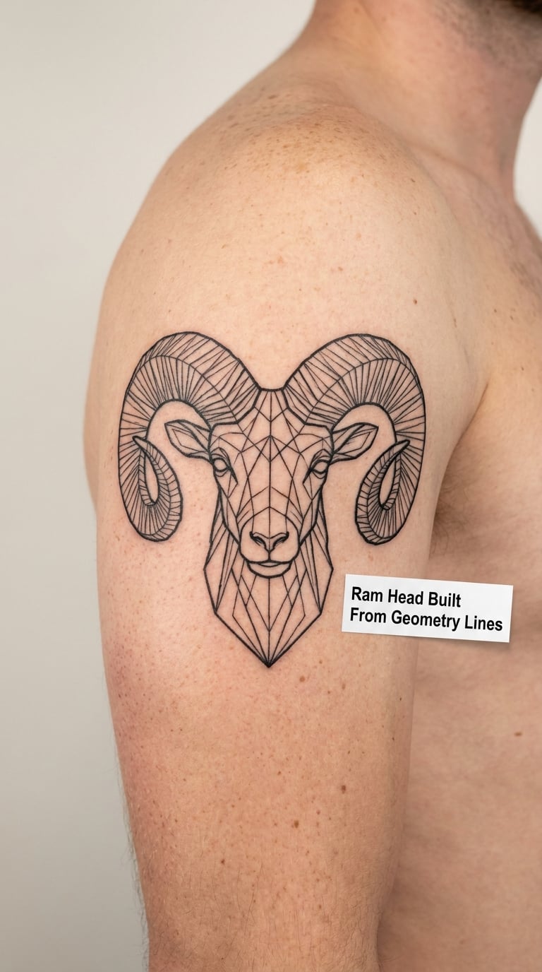 Ram Head Built From Geometry Lines