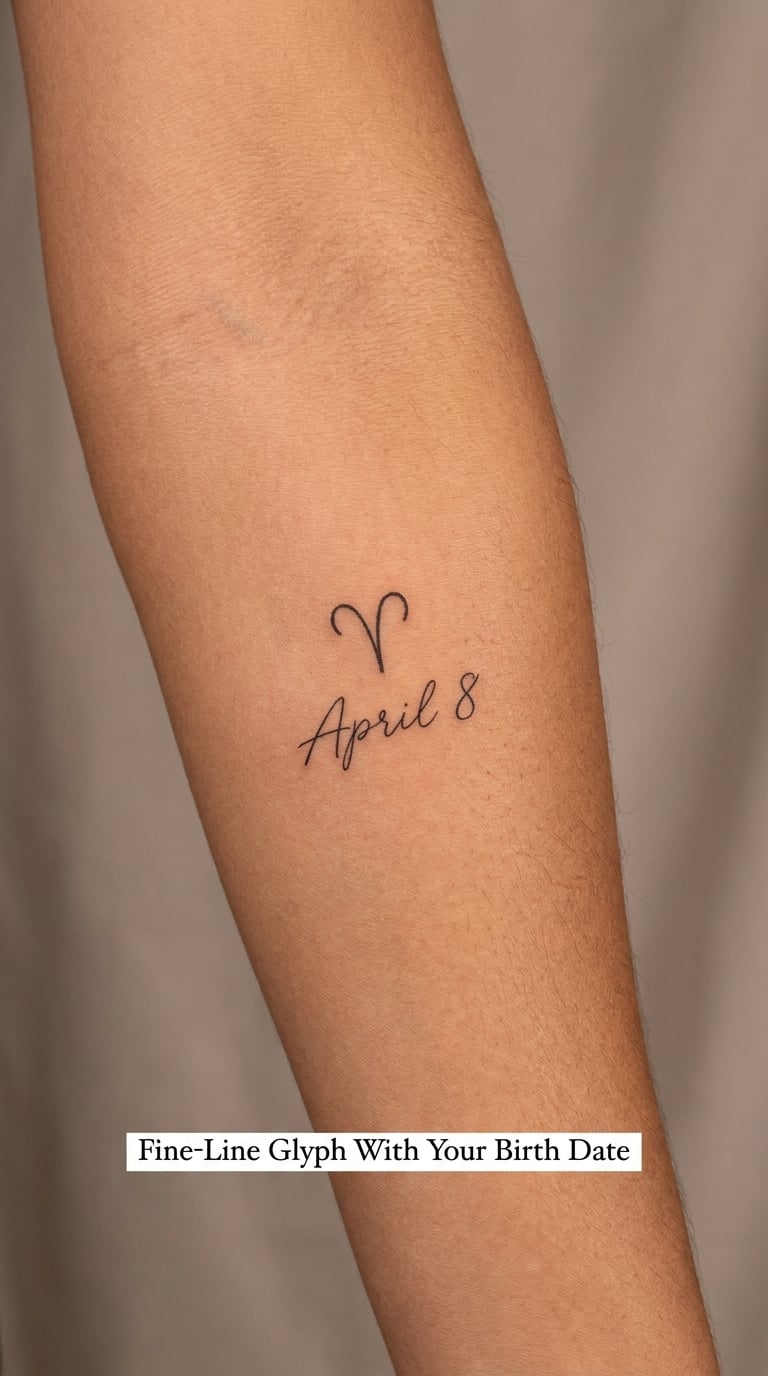 Fine-Line Glyph With Your Birth Date
