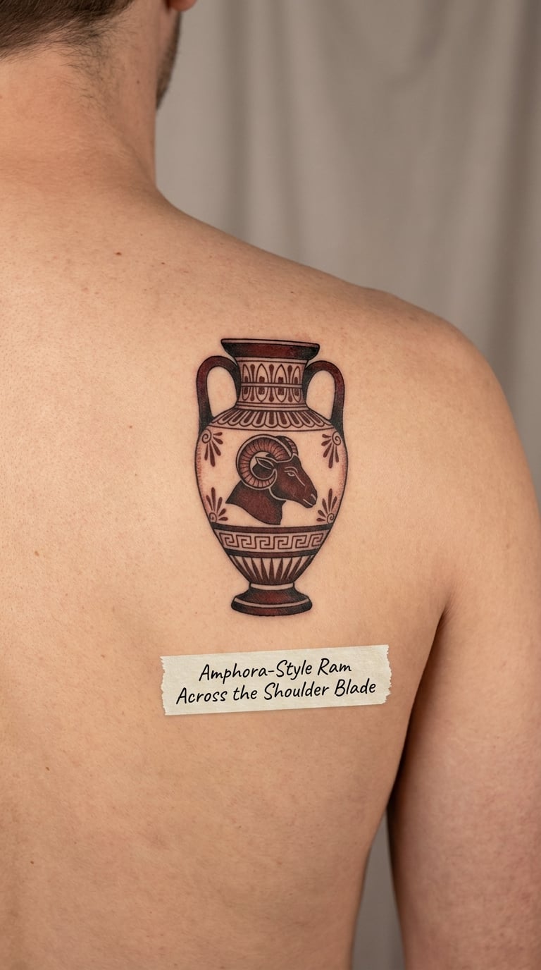 Amphora-Style Ram Across the Shoulder Blade