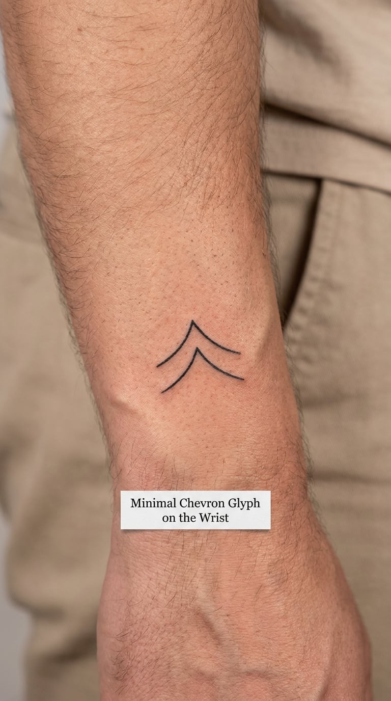 Minimal Chevron Glyph on the Wrist